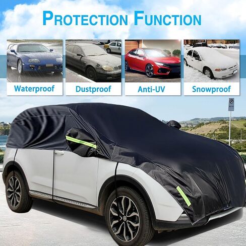 Half Car Cover All Weather Car Body Cover for All Season Sunshade Cover Snow Cover Waterproof 210D Oxford Fabric with Cotton (Fit Hatchback) in Kuwait