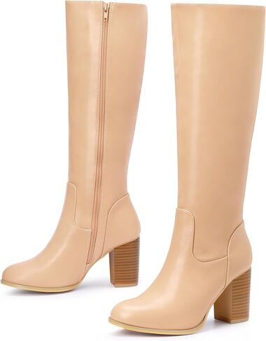 Perphy Thigh High Chunky Block Heels Knee High Boots for Women in Saudi Arabia