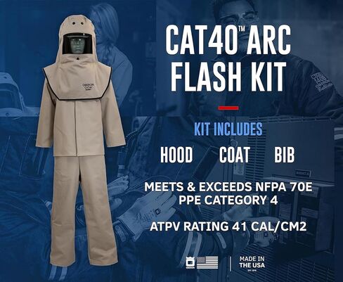 Oberon Arc Flash Kit - 40 CAL- Includes Arc Flash Hood, Coat and Bib Suit- CAT SERIES in Kuwait