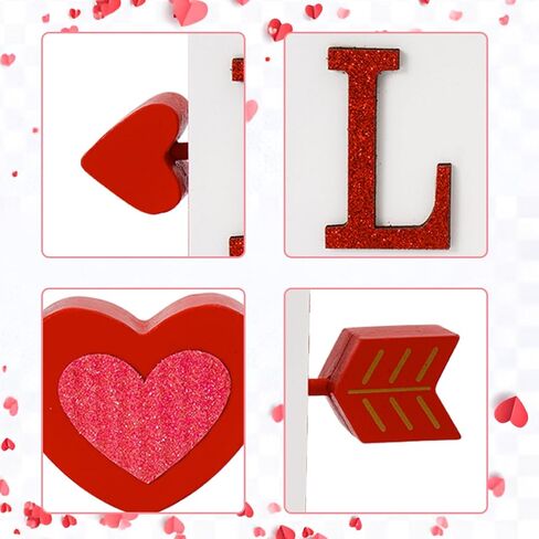 ديكور عيد الحب بإضاءة LED على شكل قلب أحمر لعيد الحب، علامة عيد الحب السعيد، لافتة طاولة خشبية على شكل كتلة خشبية للمنزل، وغرفة الطعام، والمدفأة in Saudi Arabia