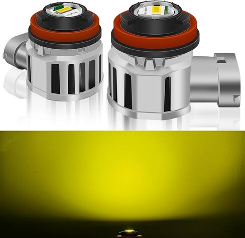 H11 Fog Light Bulbs, 16000Lumens 3000K Amber Yellow Light, 600% Brightness,Mini Fog Lamps Replacement for Cars, Play and Plug (Pack of 2) in Saudi Arabia