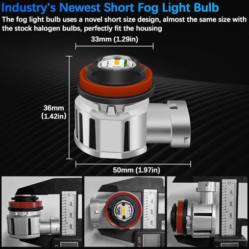 H11 Fog Light Bulbs, 16000Lumens 3000K Amber Yellow Light, 600% Brightness,Mini Fog Lamps Replacement for Cars, Play and Plug (Pack of 2) in Saudi Arabia