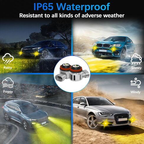 H11 Fog Light Bulbs, 16000Lumens 3000K Amber Yellow Light, 600% Brightness,Mini Fog Lamps Replacement for Cars, Play and Plug (Pack of 2) in Saudi Arabia