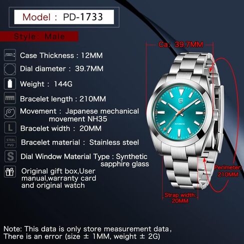 LACZ DENTON Pagani Design PD1733 Men Automatic Watches 40MM Men Mechanical Wristwatches Green Sapphire Glass AR Coated Watches NH35A Waterproof Watches in Saudi Arabia