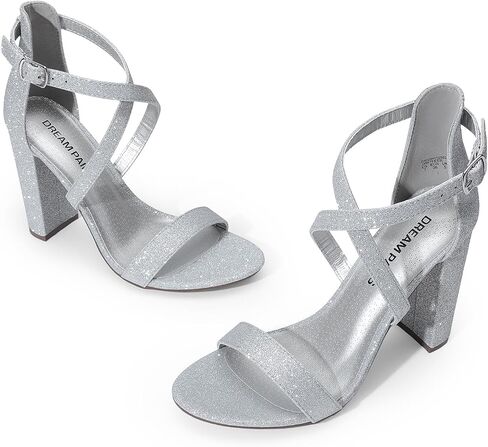 DREAM PAIRS كعب عالٍ 4 بوصة للنساء صندل بكعب مكتنز وحزام متقاطع مفتوح من الأمام لحفلات الزفاف والسهرات وحفلات العودة للوطن in Saudi Arabia