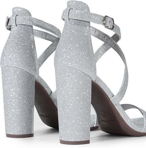 DREAM PAIRS كعب عالٍ 4 بوصة للنساء صندل بكعب مكتنز وحزام متقاطع مفتوح من الأمام لحفلات الزفاف والسهرات وحفلات العودة للوطن in Saudi Arabia