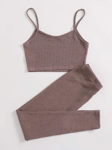 Milumia Women's Two Piece Outfits Cami Crop Tops and Self Tie Leggings Sets Sleepwear in Saudi Arabia