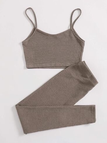 Milumia Women's Two Piece Outfits Cami Crop Tops and Self Tie Leggings Sets Sleepwear in Saudi Arabia