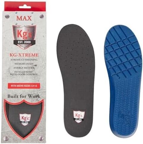 KG’s KG-Xtreme MAX Insoles - Memory Foam Shoe Insoles Men with Arch and Foot Support for All Day Comfort and Foot Pain Relief with Intellifresh Odor Eliminator (Size 14-15) in Kuwait