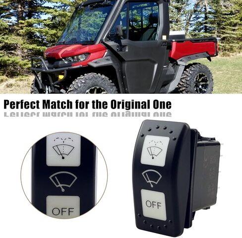 مفتاح التحكم في ممسحة الزجاج الأمامي مناسب لـ Can-Am Defender HD10 HD8 Maverick X3 2016 2017 2018 2019 2020 2021 2022 2023 مفتاح غسالة الممسحة استبدال 710004941 7 Pin (ON)-ON-Off ممسحة الروك التبديل in Kuwait