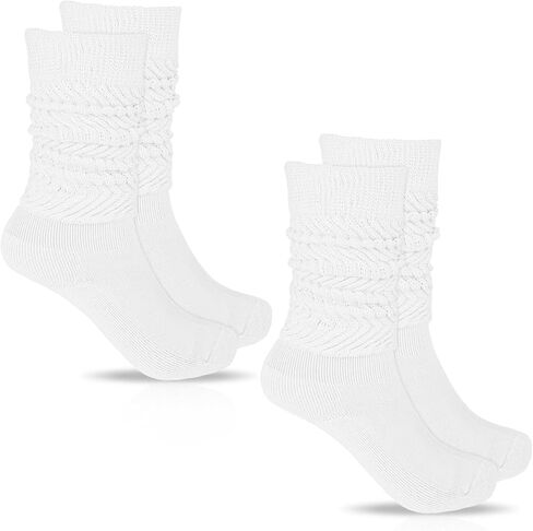 Lusofie 2 Pairs Slouch Socks for Woman Soft Cotton Crew Scrunch Socks Extra Long Thigh High Boot Socks Black in Saudi Arabia