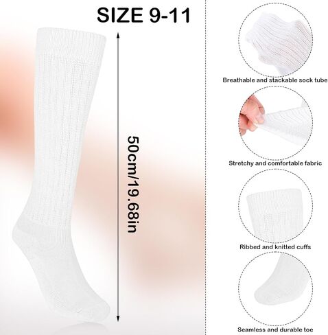 Lusofie 2 Pairs Slouch Socks for Woman Soft Cotton Crew Scrunch Socks Extra Long Thigh High Boot Socks Black in Saudi Arabia