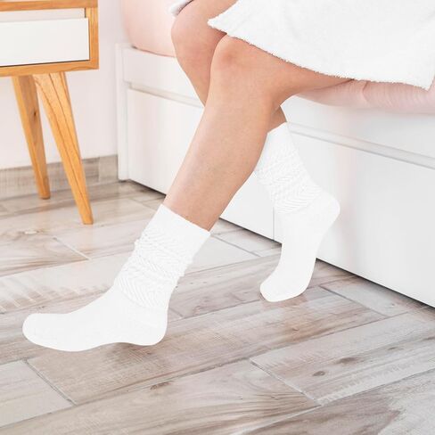 Lusofie 2 Pairs Slouch Socks for Woman Soft Cotton Crew Scrunch Socks Extra Long Thigh High Boot Socks Black in Saudi Arabia