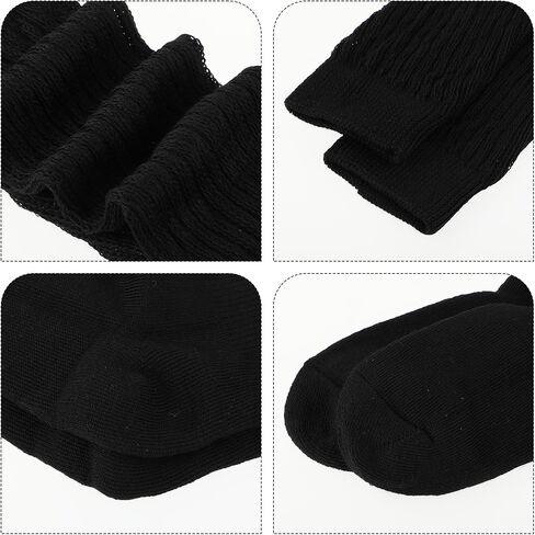 Lusofie 2 Pairs Slouch Socks for Woman Soft Cotton Crew Scrunch Socks Extra Long Thigh High Boot Socks Black in Saudi Arabia