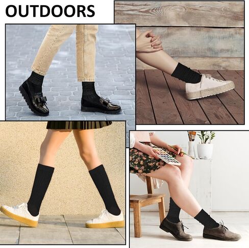 Lusofie 2 Pairs Slouch Socks for Woman Soft Cotton Crew Scrunch Socks Extra Long Thigh High Boot Socks Black in Saudi Arabia