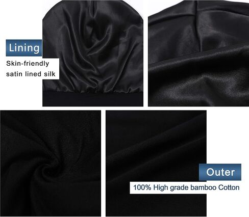 Satin Bonnet Sleep Cap Hair Cover Bonnet Satin Lined Slouchy Beanie Silk Lined Night Sleeping Hat for Cuirly Hair in Saudi Arabia
