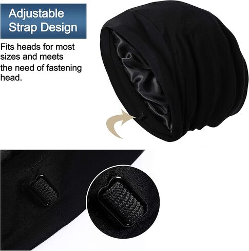 Satin Bonnet Sleep Cap Hair Cover Bonnet Satin Lined Slouchy Beanie Silk Lined Night Sleeping Hat for Cuirly Hair in Saudi Arabia
