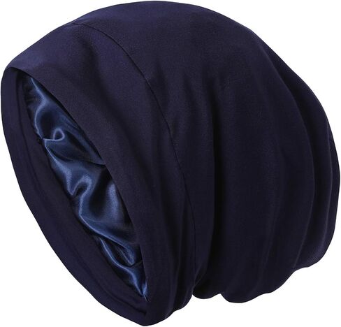 Satin Bonnet Sleep Cap Hair Cover Bonnet Satin Lined Slouchy Beanie Silk Lined Night Sleeping Hat for Cuirly Hair in Saudi Arabia