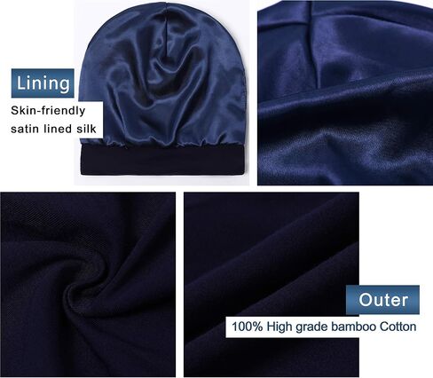 Satin Bonnet Sleep Cap Hair Cover Bonnet Satin Lined Slouchy Beanie Silk Lined Night Sleeping Hat for Cuirly Hair in Saudi Arabia