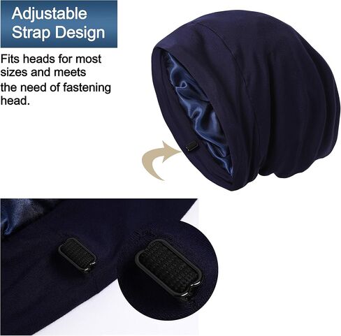 Satin Bonnet Sleep Cap Hair Cover Bonnet Satin Lined Slouchy Beanie Silk Lined Night Sleeping Hat for Cuirly Hair in Saudi Arabia
