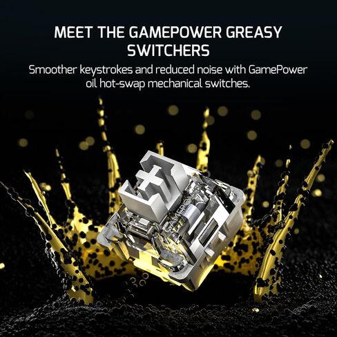 GAMEPOWER Gasket Elite Triple Mode Mechanical Gaming Keyboard - 95 Keys, Knob Switch, 4000mah, 60M Clicky Blue switches, Wired/2.4G/Bluetooth 5.1, RGB Backlit, LCD Screen, Blue in Kuwait