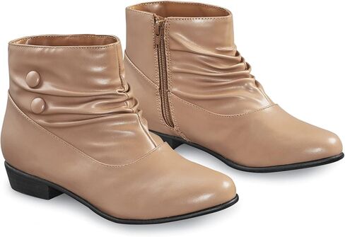 Collections Etc Extra-Wide Width Short Scrunched Button Detail Boots in Saudi Arabia