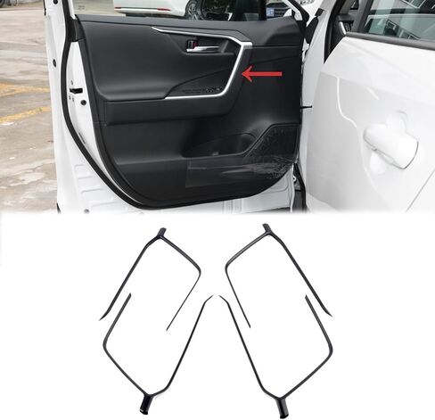 لتويوتا RAV4 2019-2024 لوحة القيادة تنفيس الهواء منفذ الهواء A/C شريط الزخرفية غطاء اكسسوارات السيارات 2 قطعة (أسود غير لامع) in Kuwait