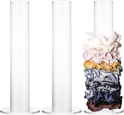 3 عبوات حامل ربطات شعر مقاس 9 بوصة، منظم إكسسوارات شعر أكريليك بقطر 1.8 بوصة، منظم ربطات شعر شفاف لهدايا الفتيات المراهقات وغرفة تخزين غرفة النوم in Kuwait