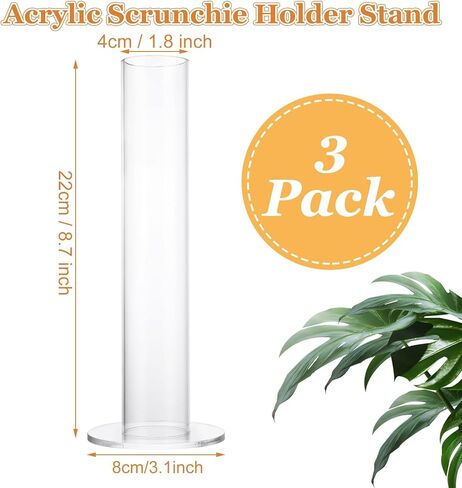 3 عبوات حامل ربطات شعر مقاس 9 بوصة، منظم إكسسوارات شعر أكريليك بقطر 1.8 بوصة، منظم ربطات شعر شفاف لهدايا الفتيات المراهقات وغرفة تخزين غرفة النوم in Kuwait