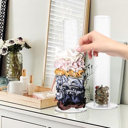 3 عبوات حامل ربطات شعر مقاس 9 بوصة، منظم إكسسوارات شعر أكريليك بقطر 1.8 بوصة، منظم ربطات شعر شفاف لهدايا الفتيات المراهقات وغرفة تخزين غرفة النوم in Kuwait