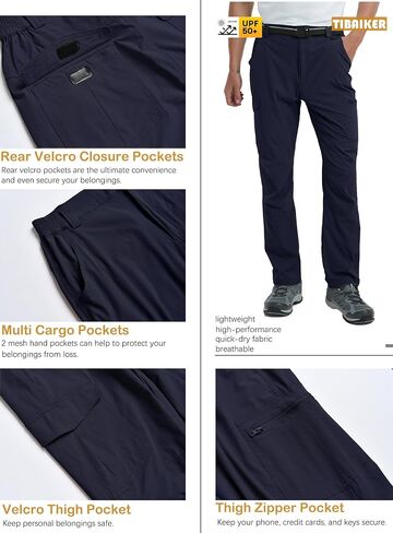 Men's Hiking Tactical Cargo Work Pants Quick Dry Waterproof Lightweight Travel Fishing Camping Outdoor Pants in Saudi Arabia