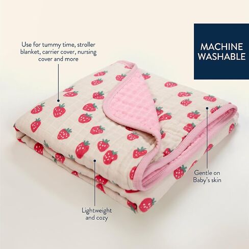 Itzy Ritzy Baby Blanket – Soft Cotton Muslin Multi-Use Blanket - Can Be Used as a Tummy Time Mat, Nursing Cover, Stroller Shade & More – Measures 30" x 40", Machine Washable (Checkerboard) in Kuwait