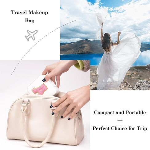 Jewelry Box, Travel Jewelry Case with Mirror, Portable Mini Jewelry Holder Organizer Letter A Chenille Patch, 2 Layer Storage Boxes for Girls Womens Rings, Earrings and Necklaces (White) in Saudi Arabia