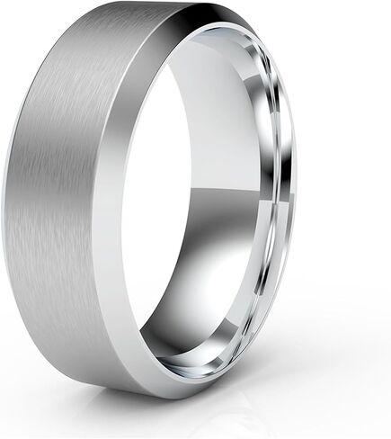 Minimalist Rings for Men Titanium Men's Wedding Ring 8 MM Width brushed Finish Ring/High Polished Usual Wear Scratch-Resistant Beveled Ring Comfort Rings for Men Size 10 in Saudi Arabia