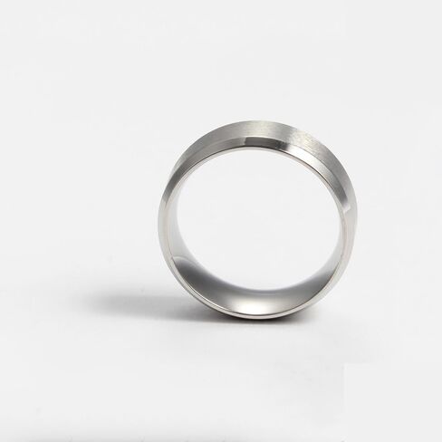 Minimalist Rings for Men Titanium Men's Wedding Ring 8 MM Width brushed Finish Ring/High Polished Usual Wear Scratch-Resistant Beveled Ring Comfort Rings for Men Size 10 in Saudi Arabia