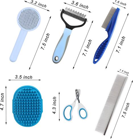 مجموعة أدوات العناية بالقطط 6 قطع - فرش للقطط لتساقط القطط في الأماكن المغلقة، مجموعة فرش للكلاب للكلاب الصغيرة، فرش للقطط لتساقط القطط ذات الشعر الطويل، مجموعة التنظيف الذاتي للحيوانات الأليفة مع مجموعة مشط البراغيث باللون الوردي in Saudi Arabia