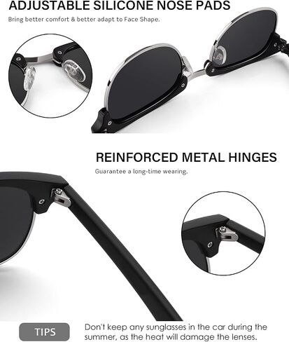 GQUEEN Classic Horn Rimmed Semi Rimless Polarized Sunglasses Men Womens 2 Pack,GQO6 in Saudi Arabia