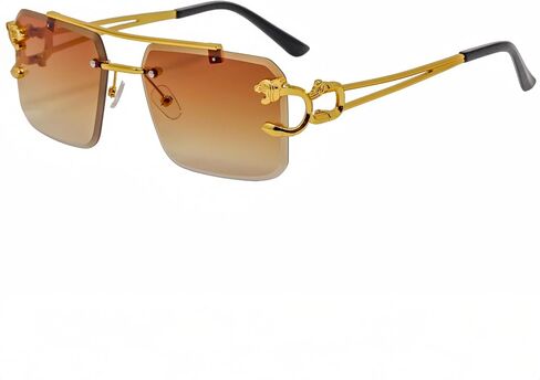 Rimless Sunglasses for Men and women Fashion Square Tinted Shades Frameless Lens Metal Rectangle Glasses UV400 in Saudi Arabia