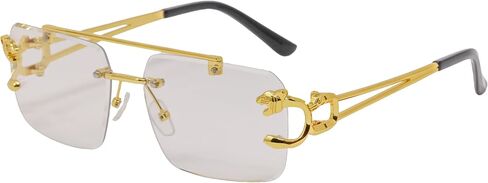 Rimless Sunglasses for Men and women Fashion Square Tinted Shades Frameless Lens Metal Rectangle Glasses UV400 in Saudi Arabia