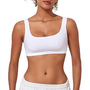 PrettyGuide Women's Wireless Bralette Smoothing No Padding Scoop Neck Bra Soft Comfortable Lounge Bra