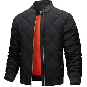 TACVASEN Men's Padded Jackets Winter Full Zipper Fleece Outwear Casual Windproof Bomber Varsity Coat