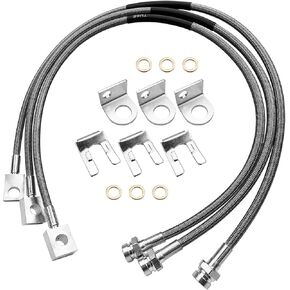 89715 Front and Rear Brake Lines Extended Stainless Fit for Jeep Cherokee XJ Wrangler TJ Unlimited YJ 1984-2006 2WD 4WD