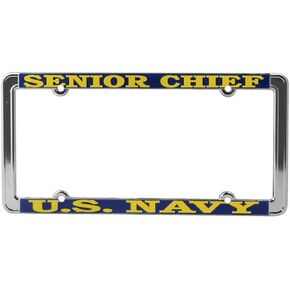 US Navy Senior Chief License Plate Frame, Thin Rim