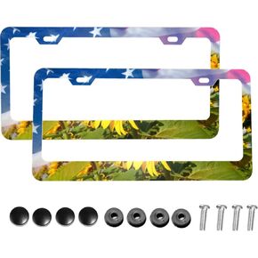 Dujiea 2 Pieces Yellow Cartoon Duck Aluminum Metal License Plate Frame with Screw Caps, 2 Holes License Plate Frame Car Tag Cover Holder for Us Standard Vehicles
