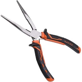 Edward Tools Pro Needle Nose Pliers 8" - Heavy Duty Long Nose Pliers - Spring Loaded Design with Wire Cutter - Ergo Soft Grip Handle with Safety Ridge - For Home, Fishing, Jewelry, Crafts (1)