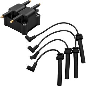HQPASFY Ignition Coil & Spark Plug Wire Compatible With Dodge Neon Stratus Chrysler Cruiser Sebring Replaces # UF403 5083893AC