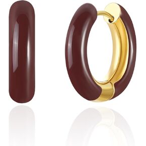 Purple Huggie Earrings for Women 18K Gold Plated Huggie Earrings for Women Dainty Small Enamel Huggie Hoop Earrings Gold Huggie Earrings Christmas Jewelry Gift