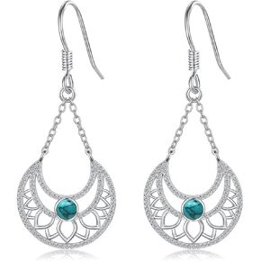 Boho Lotus Earrings for Women 925 Sterling Silver Lotus Flower Earrings Dangle Lotus Jewelry Gifts for Women