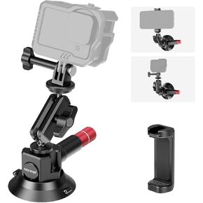 NEEWER 6" Electric Camera Suction Mount with Ball Head Magic Arm, Automatic Air Pump Vacuum Suction Cup, Aluminum Alloy Car Windshield Window Mount for Action Camera/Camera/Phone, CA017