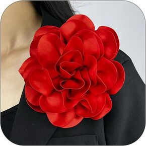 19mm Extra Large Rose Flower Brooches Dainty Satin Fabric Rose Flower Lapel Pins Elegant Silk Camellia Flower Oversized Brooch Pin for Women Wedding Party Dance Banquet Dress Suit Clothes Accessories Jewelry in Saudi Arabia